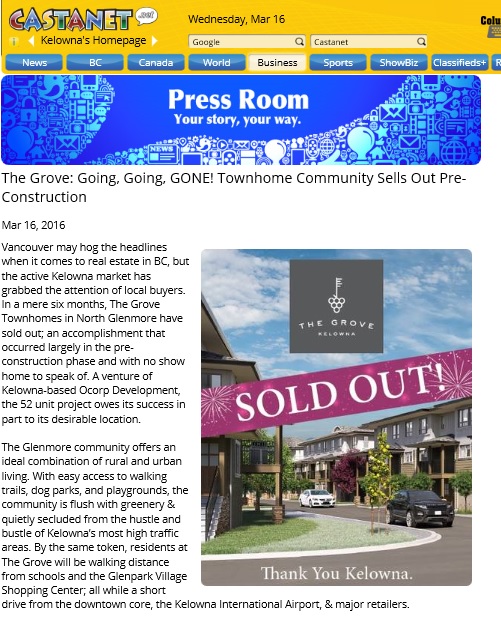 grove castanet social media new homes kelowna townhomes mls fortune marketing real estate