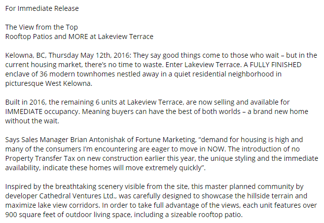 lv press release